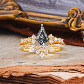 Luxury Kite-Cut Natural Black Rutilated Quartz Engagement Ring